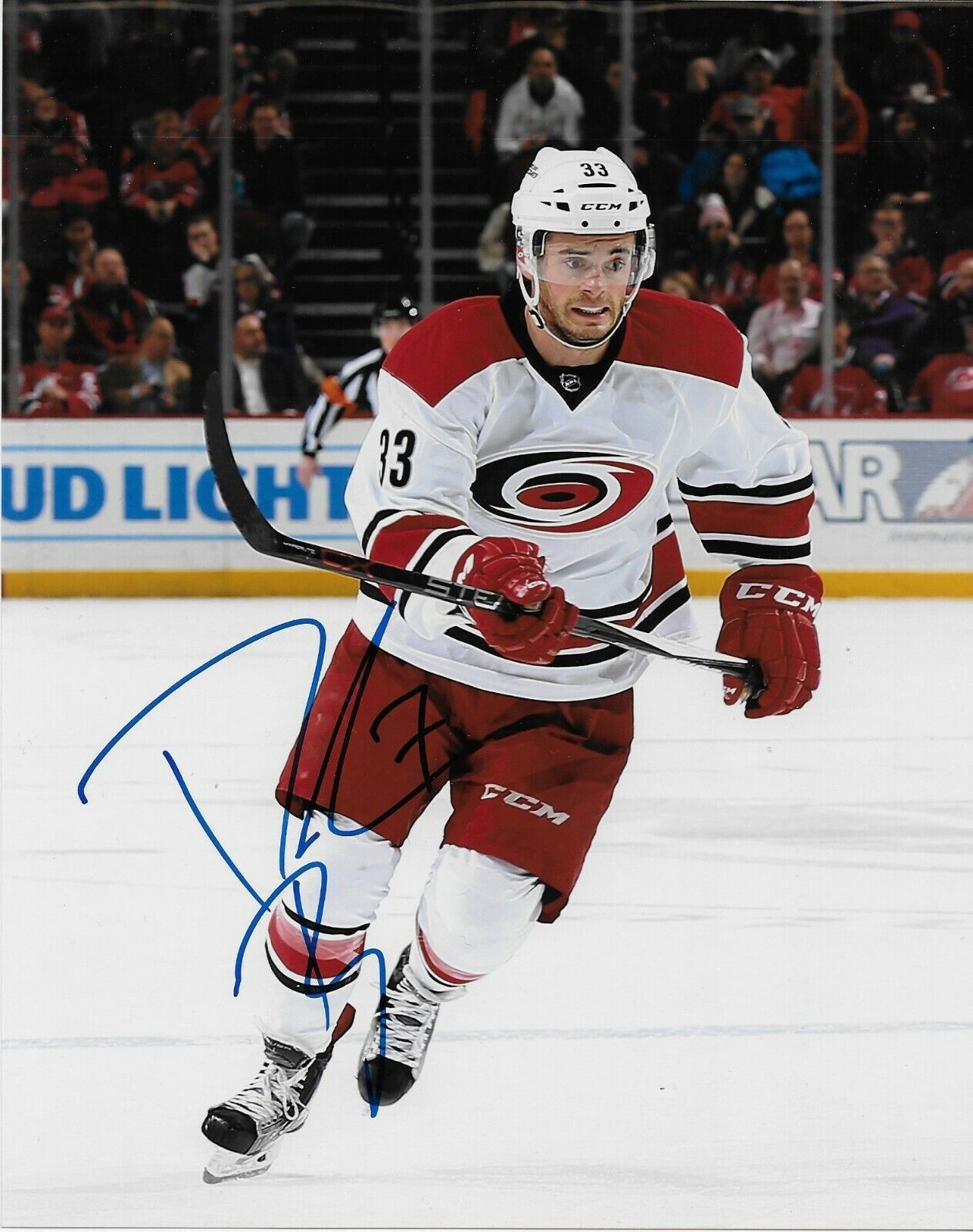 Photo originale autographiée de Derek Ryan des Hurricanes de la Caroline 8x10