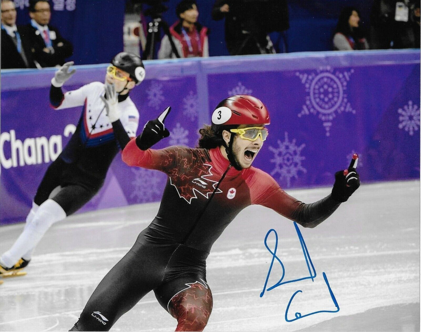 Auto. Samuel Girard Olympics Short Track Speed Skating 8x10 Photo #2 Original