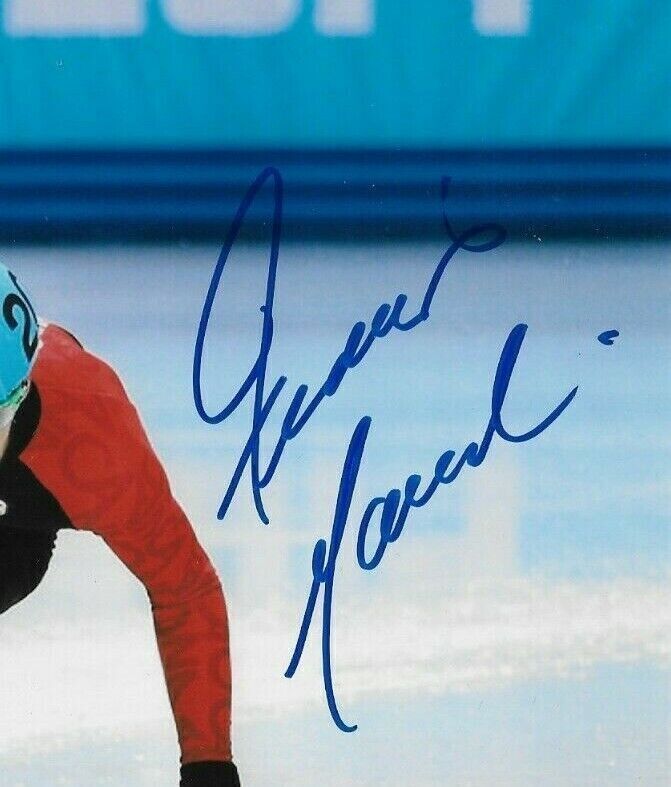 Auto. François Hamelin Jeux olympiques Patinage de vitesse sur piste courte Photo 8x10 Original