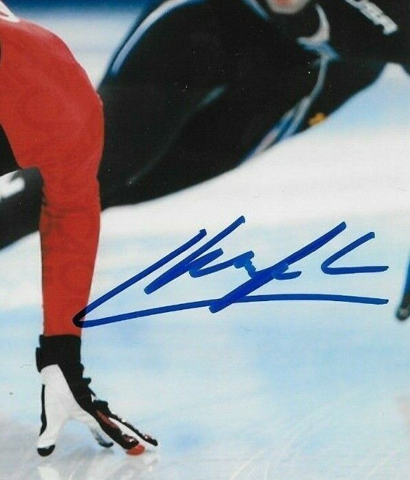 Auto Charle Cournoyer Jeux Olympiques Patinage de Vitesse sur Piste Courte 8x10 Photo 2 Original