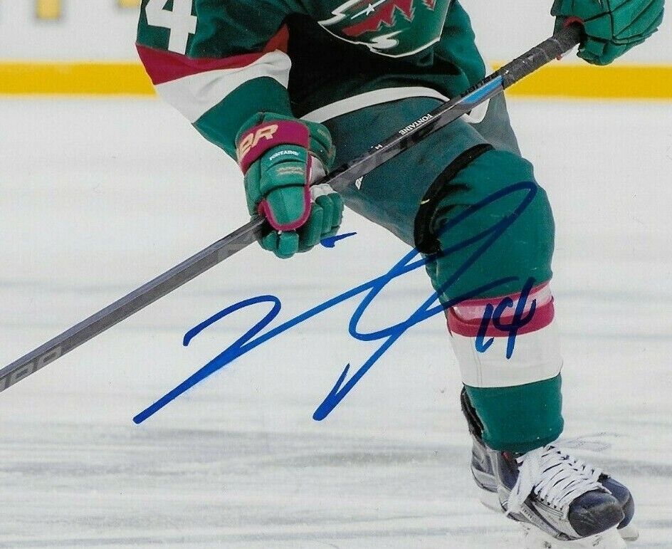 Photo originale autographiée de Justin Fontaine du Minnesota Wild 8x10