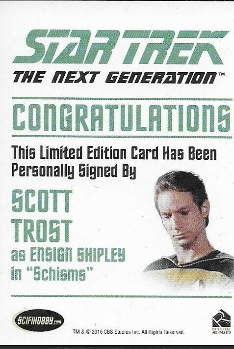 Scott Trost autographié dans le rôle de l'enseigne Shipley de Star Trek la nouvelle génération