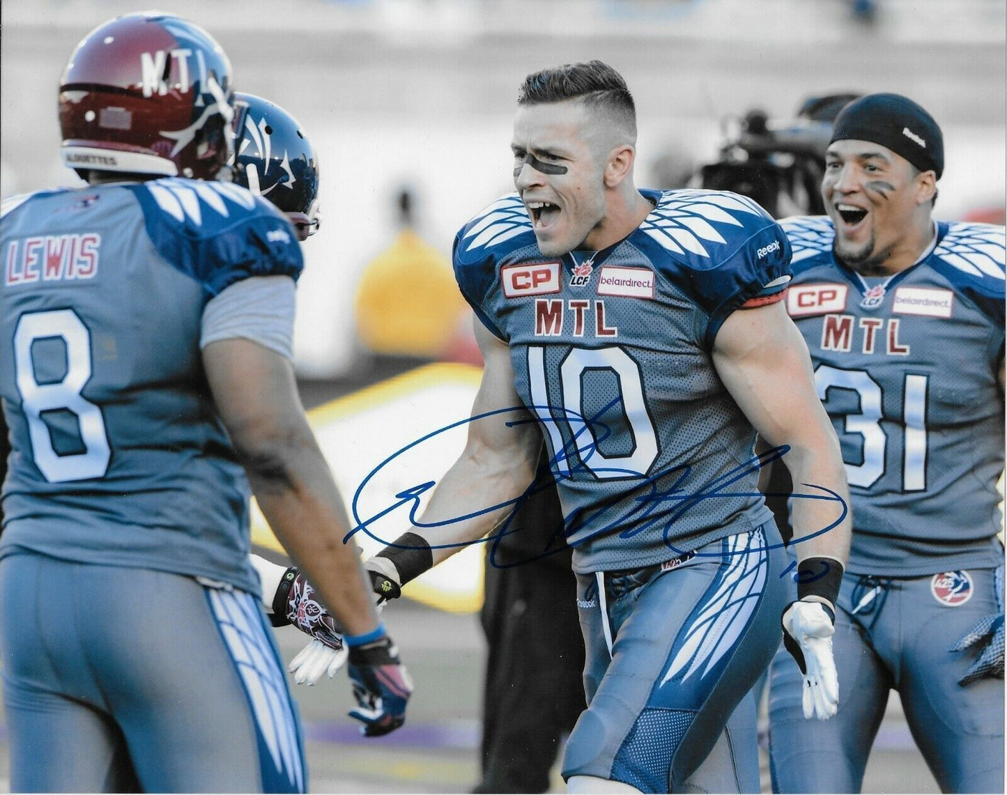 Autographié Marc Olivier Brouillette Alouettes de Montréal 8x10 Photo originale