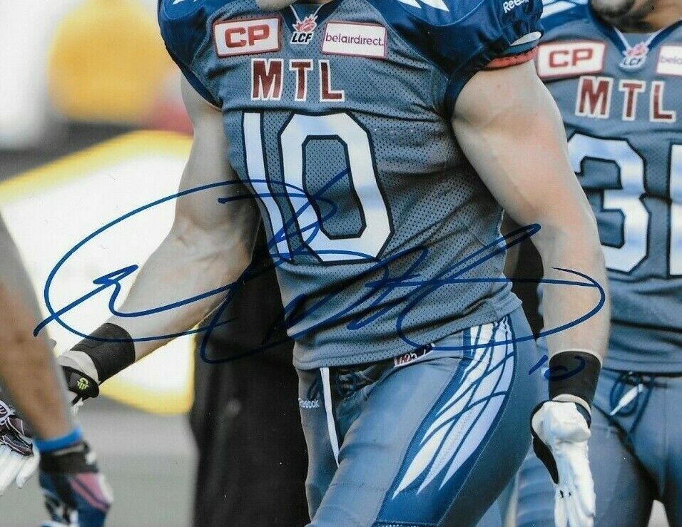Autographié Marc Olivier Brouillette Alouettes de Montréal 8x10 Photo originale