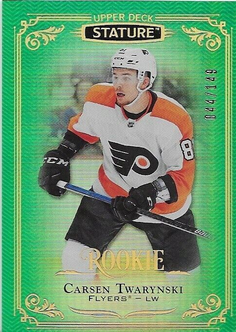 2019-20 Upper Deck Stature Carsen Twarynski Rookie Green parallel 44/149