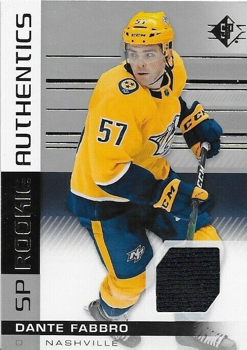 2019-20 Upper Deck SP Dante Fabbro Rookie Authentics jersey