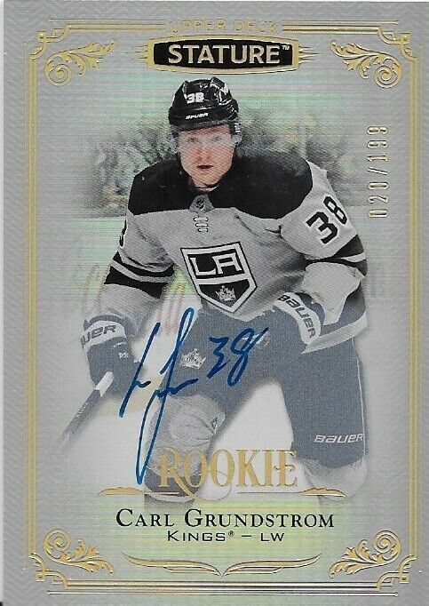 2019-20 Upper Deck Stature Carl Grundstrom Autographed Card 20/199