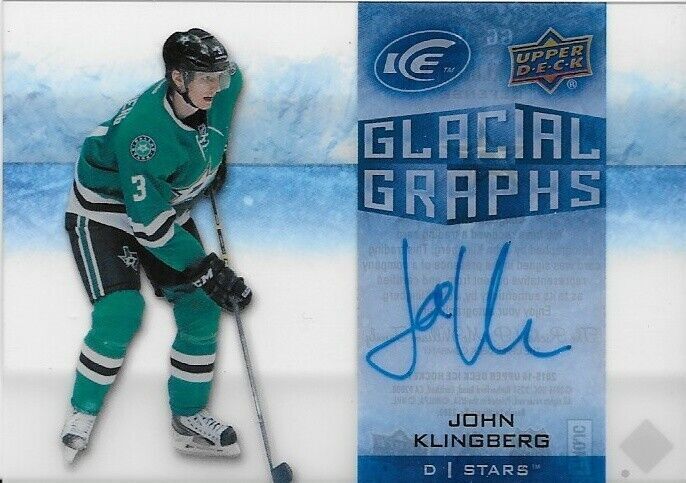 2015-16 Upper Deck Ice John Klingberg Glacial Graphs Autograph Card
