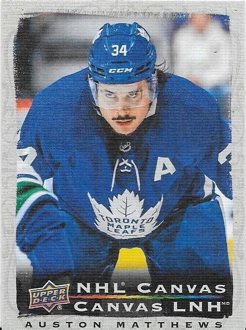 Carte d'insertion en toile NHL de Tim Horton's UD 2020-21 d'Auston Matthews