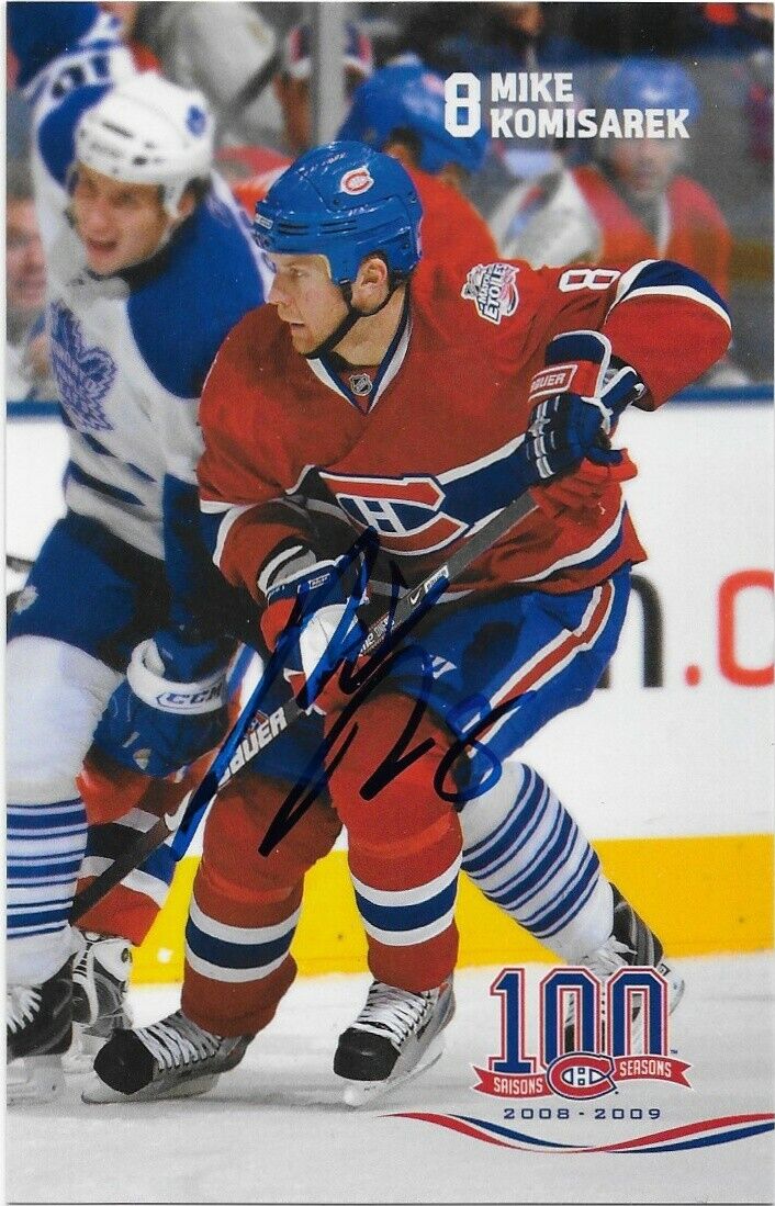 Carte postale originale autographiée par Mike Komisarek des Canadiens de Montréal 2008-09