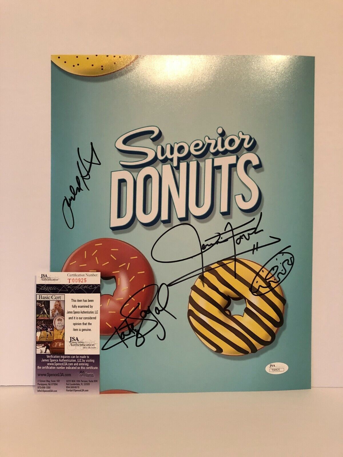 Autographed Superior Donuts signed 11x14 JSA Katey Sagal Judd Hirsh Jermaine F