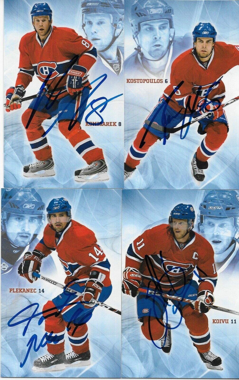 23 Autographed Price Koivu Huet Montreal Canadiens Postcard 2007-08 Original +2