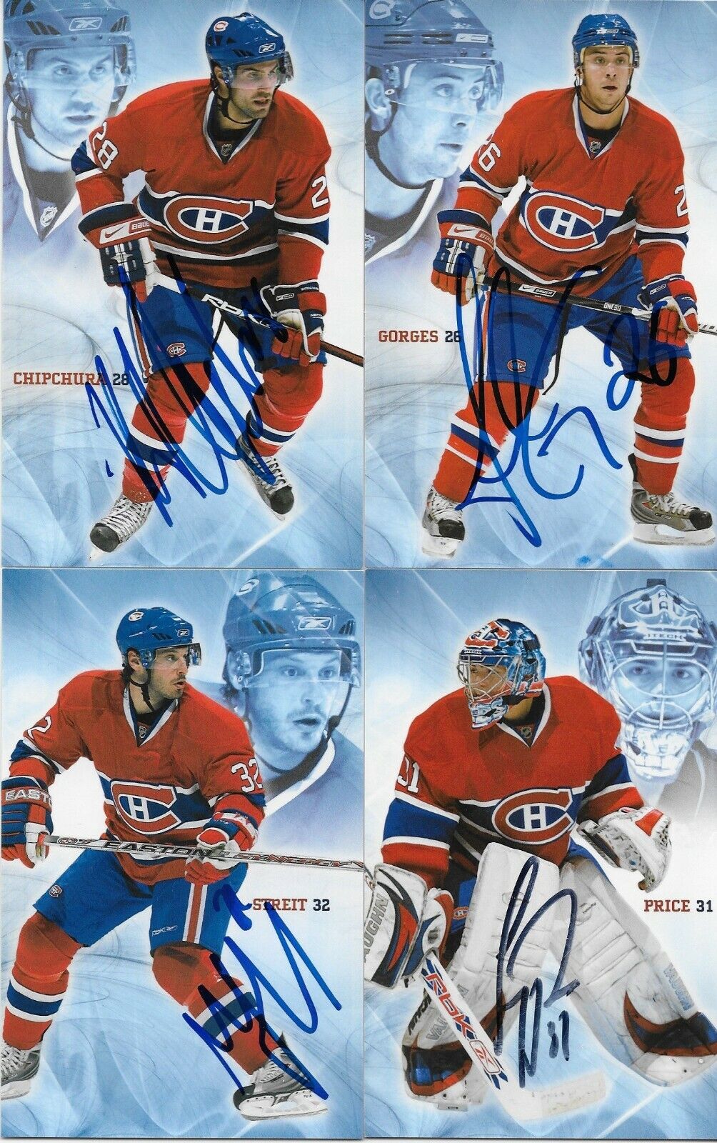 23 Autographed Price Koivu Huet Montreal Canadiens Postcard 2007-08 Original +2