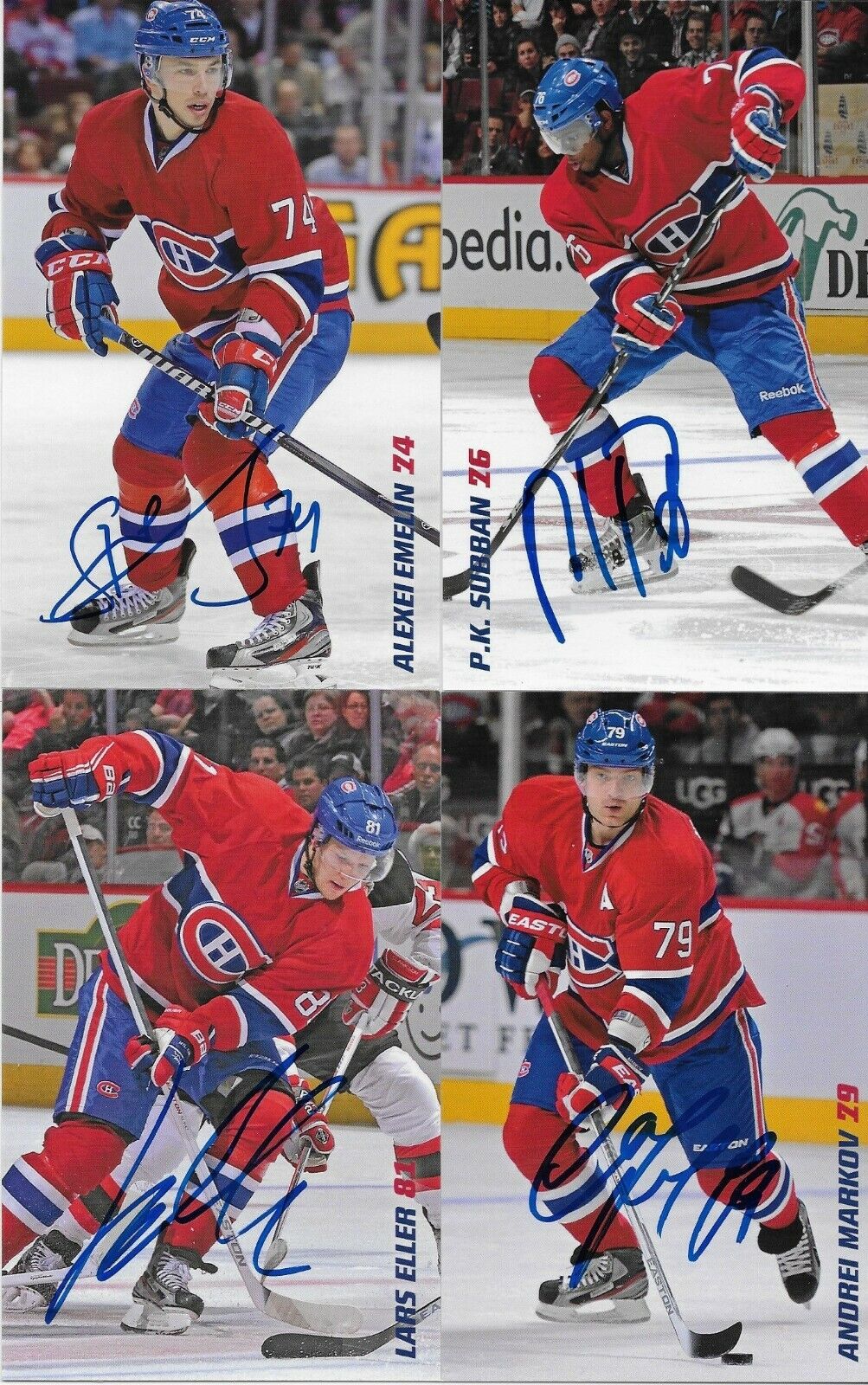 24 Autographed Price Gionta Diaz Montreal Canadiens Postcard 2012-13 Original +1
