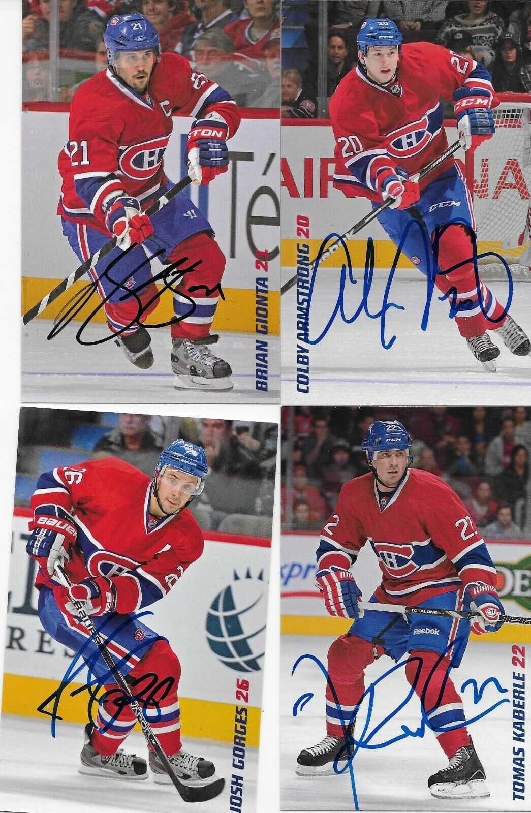 24 Autographed Price Gionta Diaz Montreal Canadiens Postcard 2012-13 Original +1