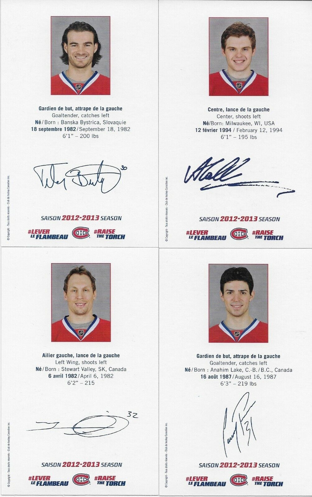 24 Autographed Price Gionta Diaz Montreal Canadiens Postcard 2012-13 Original +1