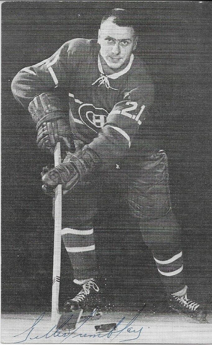 Autographed Gilles Tremblay Montreal Canadiens 1960's Postcard Original