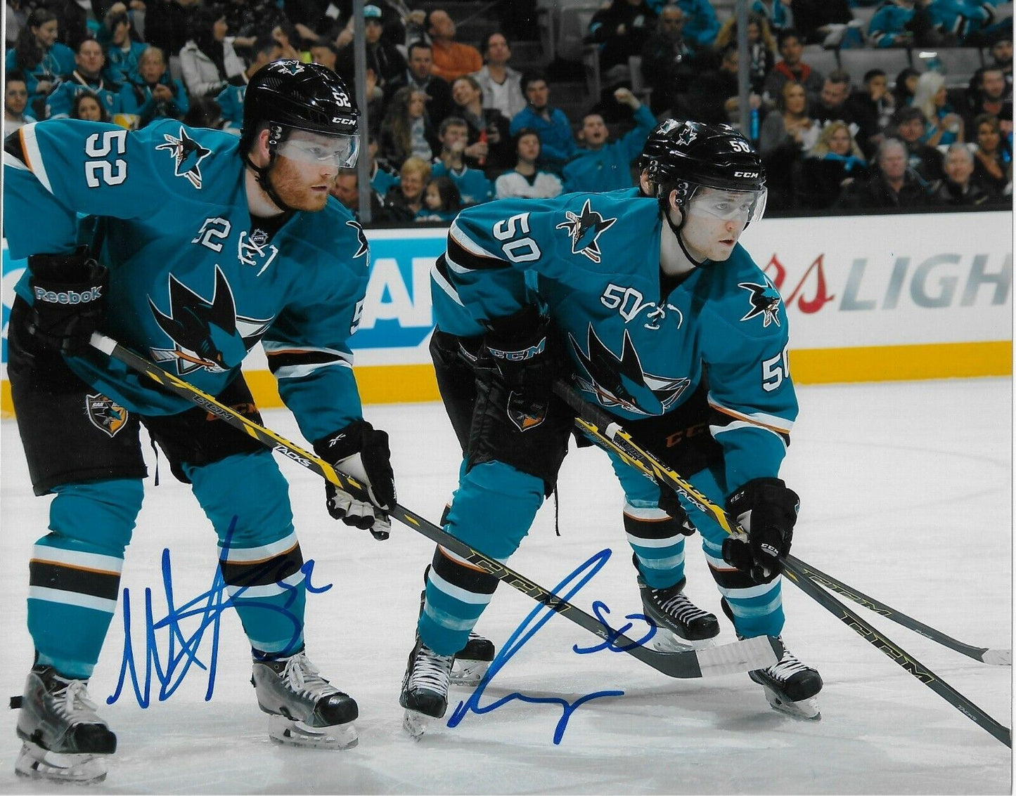 Photo autographiée de Chris Tierney et Matt Irwin des Sharks de San Jose 8x10