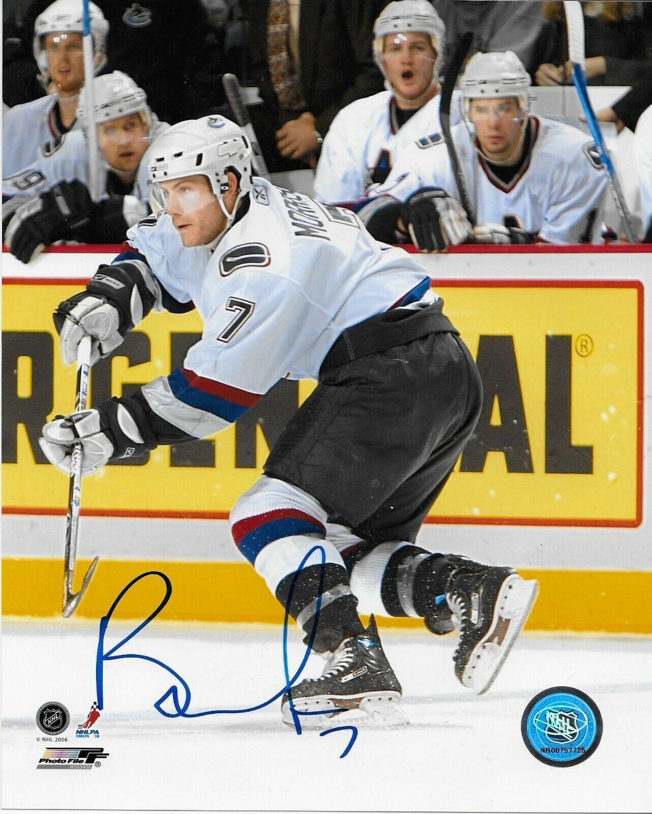 Photo autographiée de Brendan Morrison des Canucks de Vancouver, format 8 x 10 pouces, originale