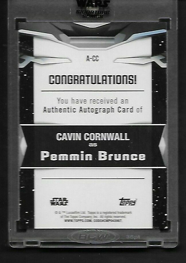 Cavin Cornwall Autograph Topps 2021 Star Wars Signature Series Purple 60/99
