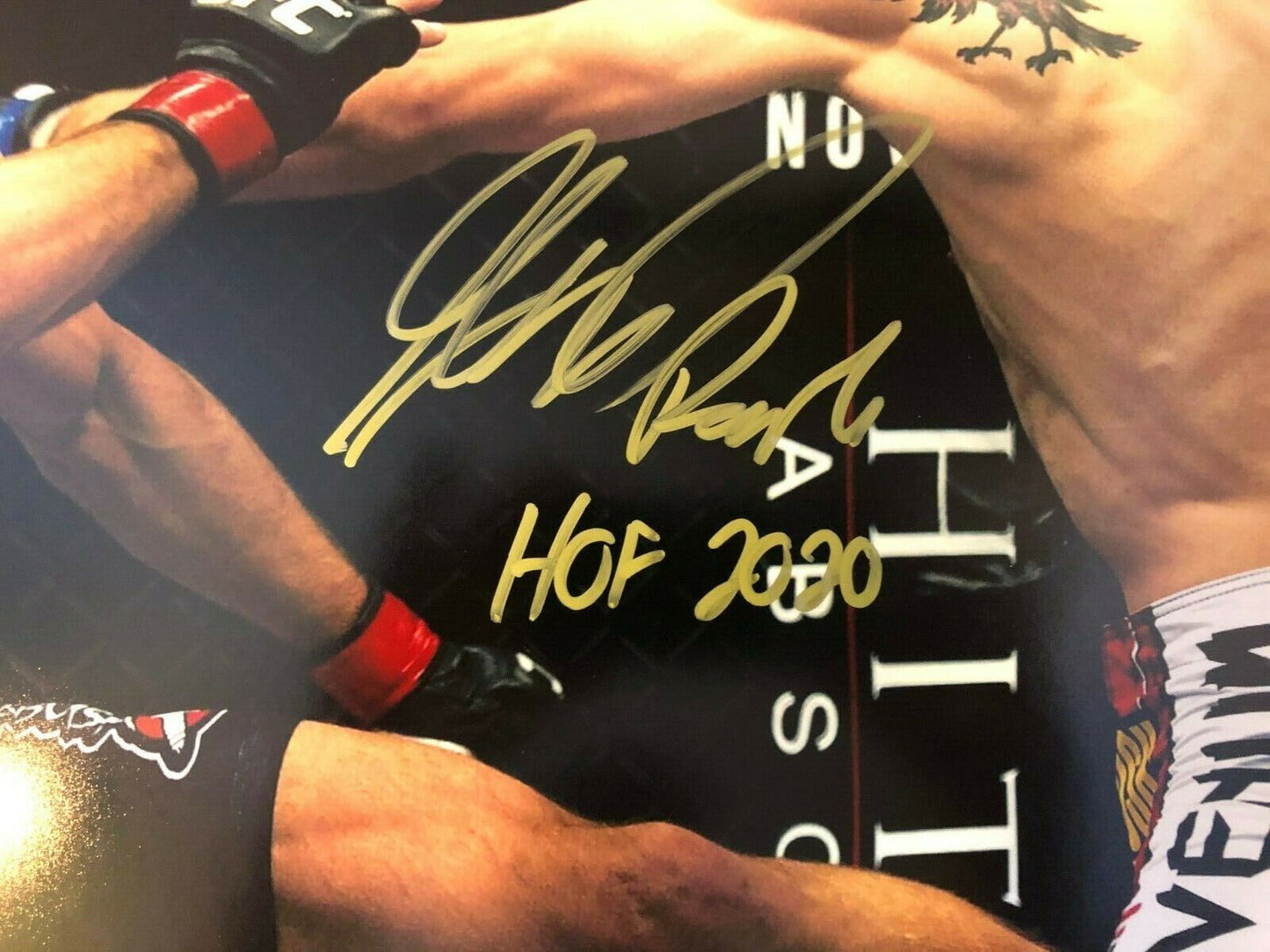 Autographed Georges St Pierre 16x20 Photo RUSH + HOF 2020 Inscriptions JSA Auth.