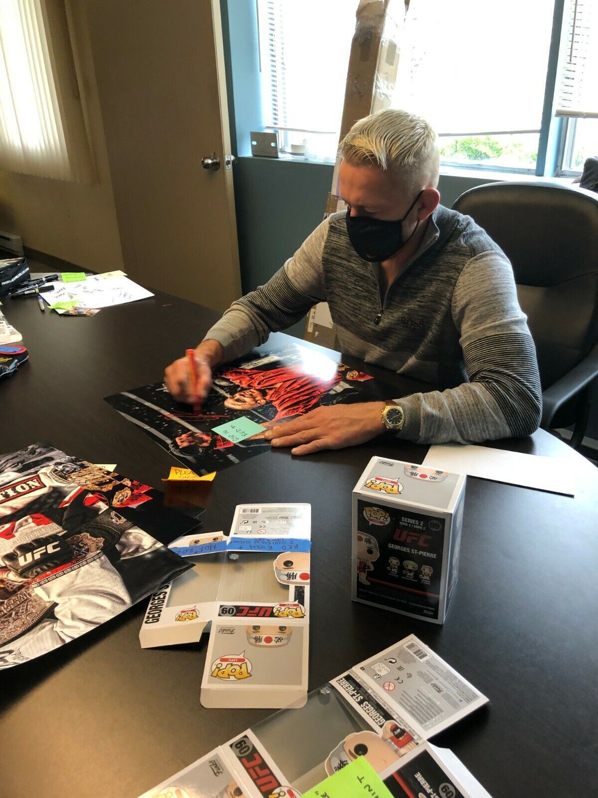 Autographed Georges St Pierre 16x20 Photo RUSH + HOF 2020 Inscriptions JSA Auth.