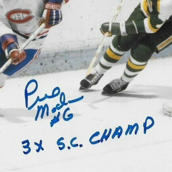 Auto Montreal Canadiens Pierre Mondou 8x10 #3 with Inscription 3X SC Champ w JSA