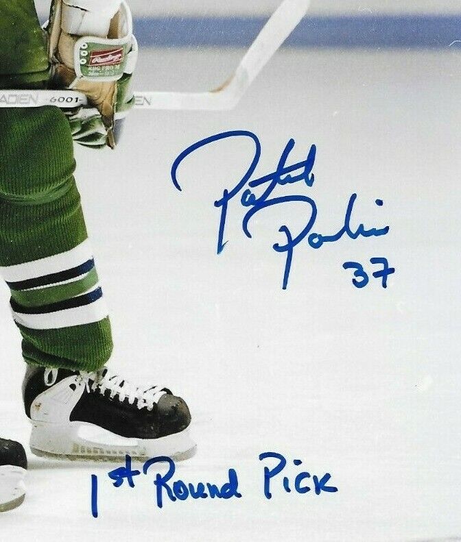 Auto. Hartford Whalers Patrick Poulin 8x10 #5 Inscribed 1st Round Pick w JSA