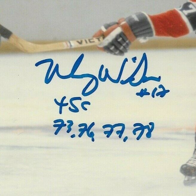 Auto. Montreal Canadiens Murray Wilson 8x10 #4 with Inscription 4SC 73-76-77-78