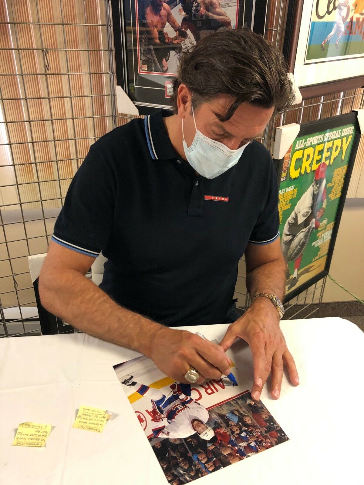 Auto. Montreal Canadiens Patrice Brisebois 8x10 Photo with Inscription 93 Cup