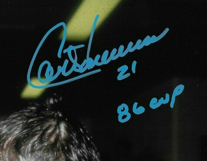 Signed Guy Carbonneau Montreal Canadiens 8x10 Photo #5 with 86 Cup Inscription