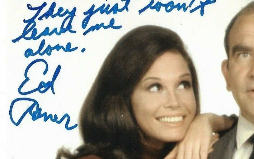 Autographed Award winner Ed Asner signed Mary Tyler Moore 8x10 photo 2