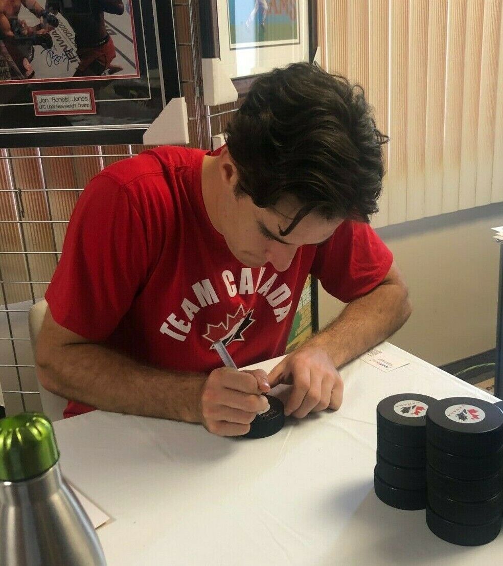 Auto. Team Canada Dylan Garand World Juniors New York Rangers Puck Original