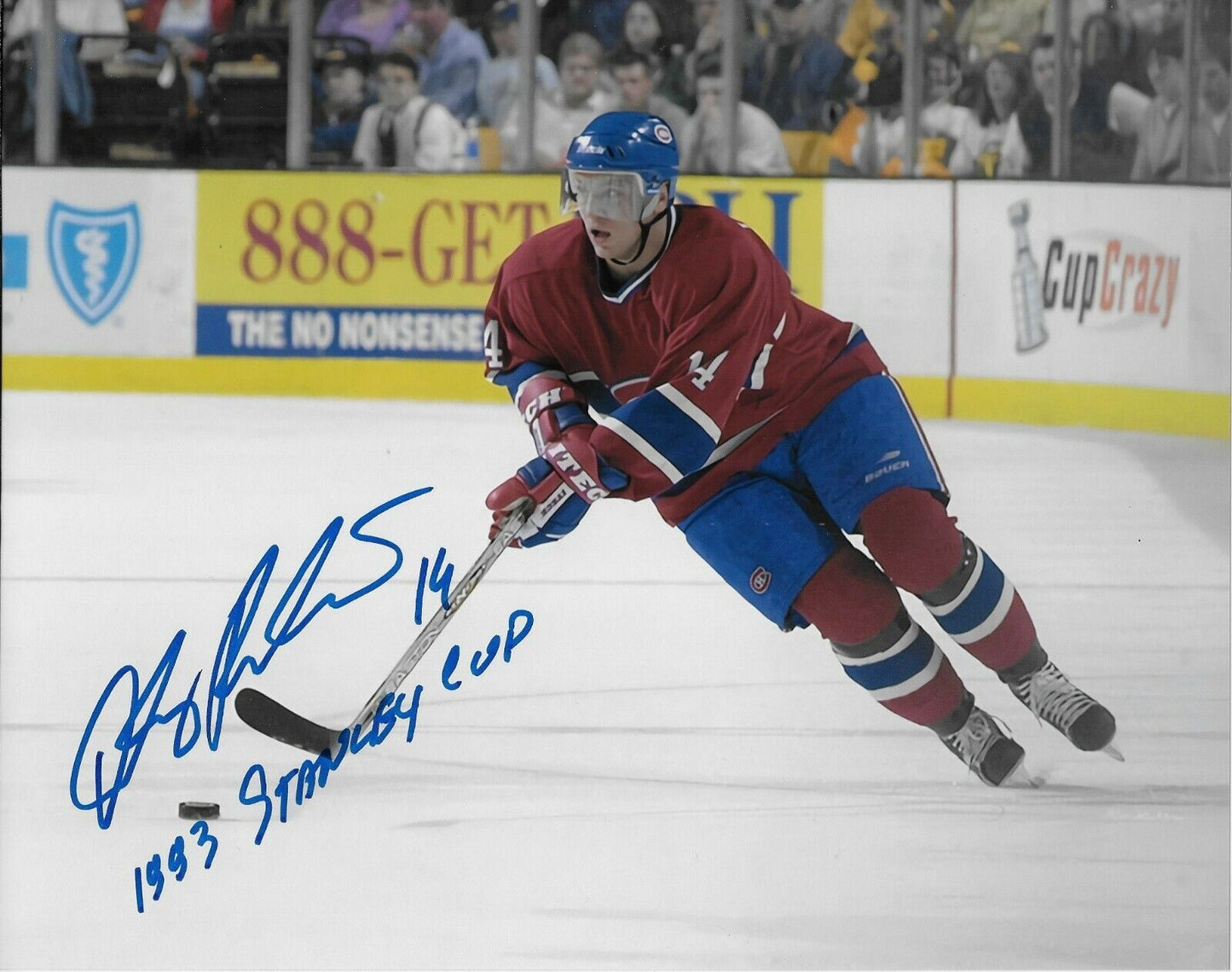 Auto. Montreal Canadiens Oleg Petrov 8x10 Photo #2 w Inscription 93 Stanley Cup