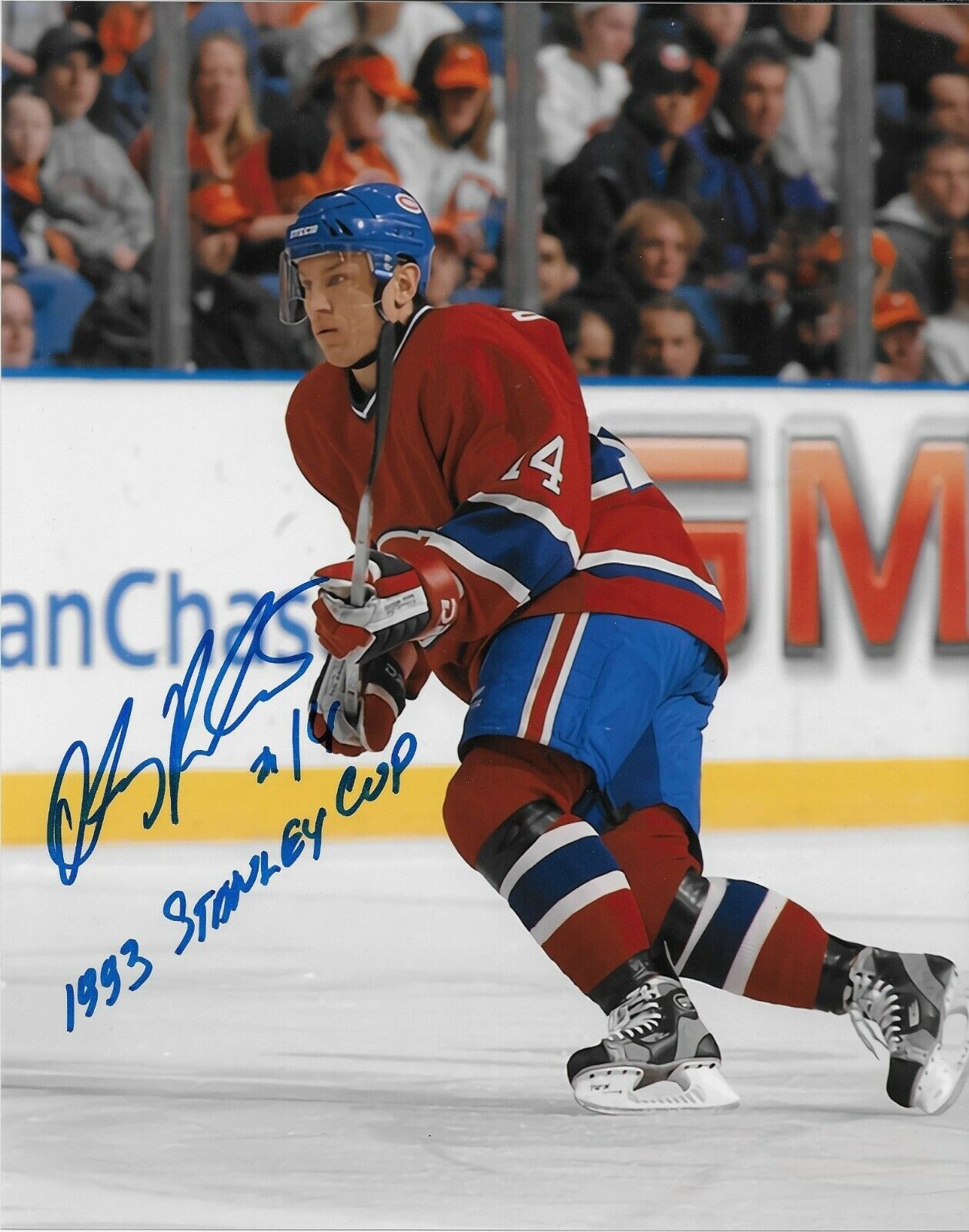 Auto. Montreal Canadiens Oleg Petrov 8x10 Photo with Inscription 93 Stanley Cup