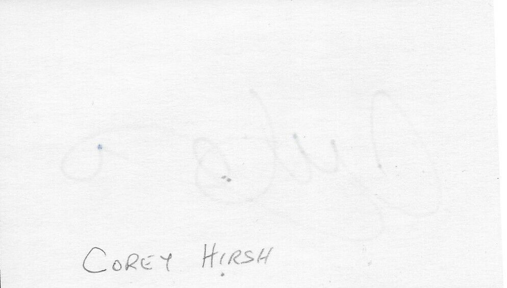 Carte d'index 3x5 autographiée par Corey Hirsch des Canucks de Vancouver