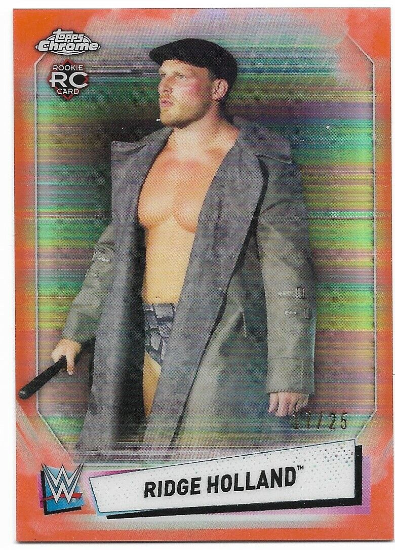 Carte recrue Topps Chrome WWE Orange Refractor Ridge Holland #91 17/25 2021