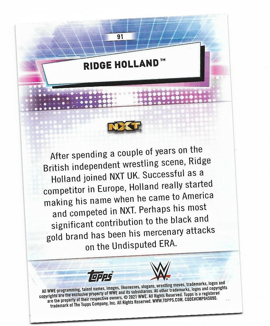Carte recrue Topps Chrome WWE Orange Refractor Ridge Holland #91 17/25 2021