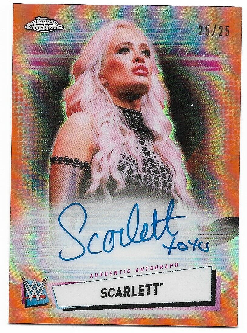 2021 Topps Chrome WWE Orange Refractor Scarlett AUTO 25/25 card
