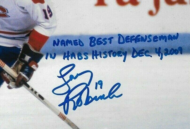 Auto Montreal Canadiens Larry Robinson 8x10 Photo 3 w Best Defenceman in History