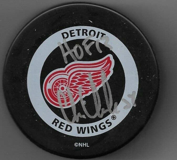 Auto. Detroit Red Wings Chris Chelios Official Game Puck w JSA Authentication