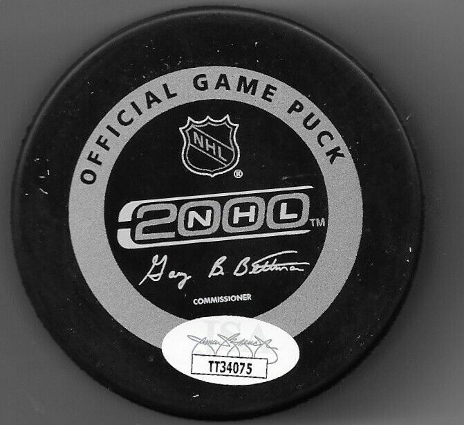 Auto. Chicago Blackhawks Glenn Hall Official Game Puck with JSA Authentication