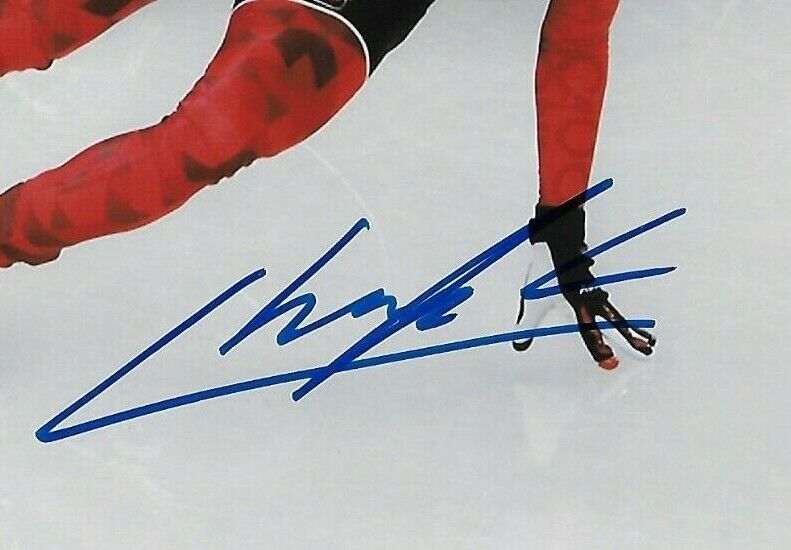 Auto. Charle Cournoyer Olympics Short Track Speed Skating 8x10 Photo 3 Original