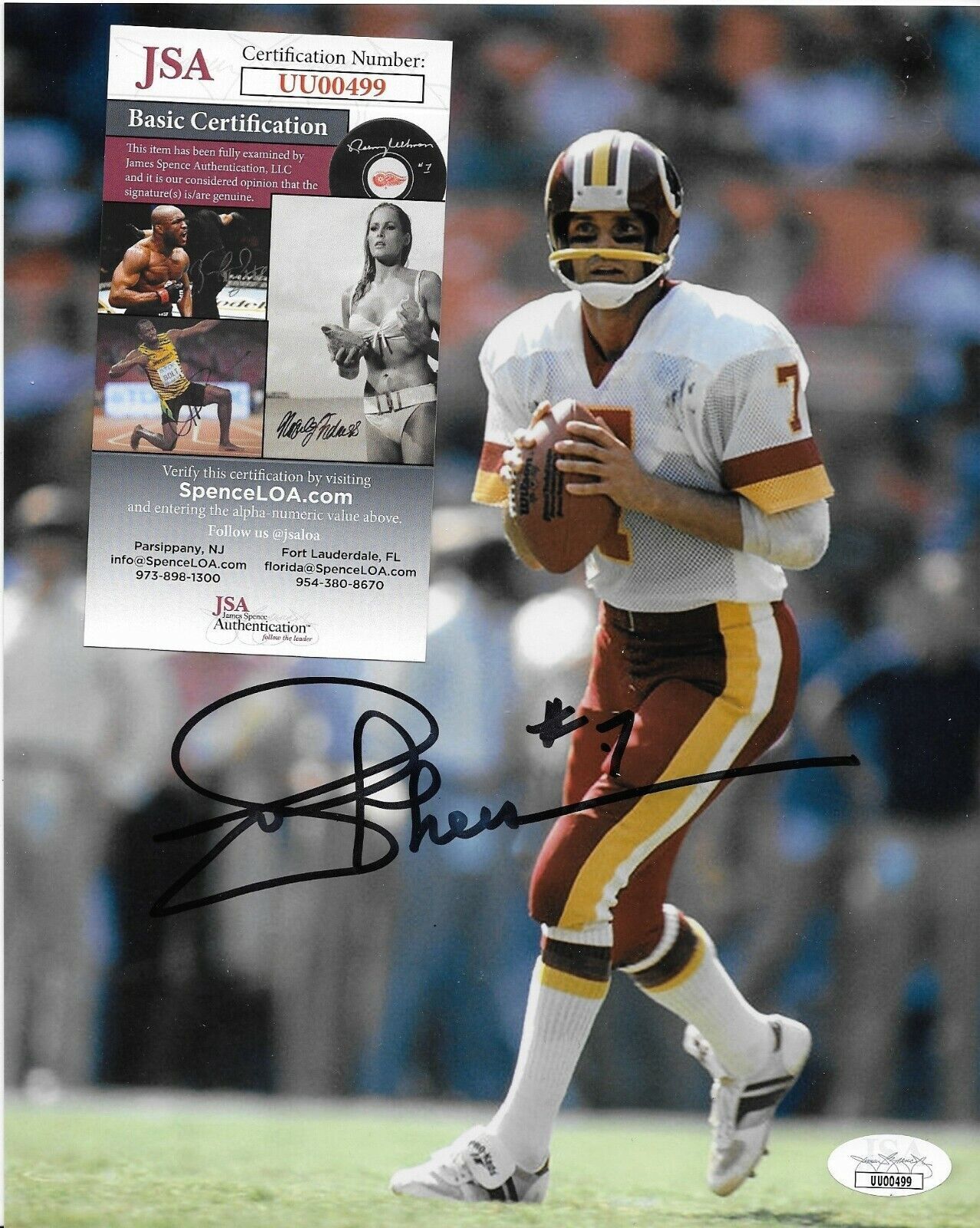 Autographed NFL Washington Joe Theismann signed 8x10 Photo Original JSA cert