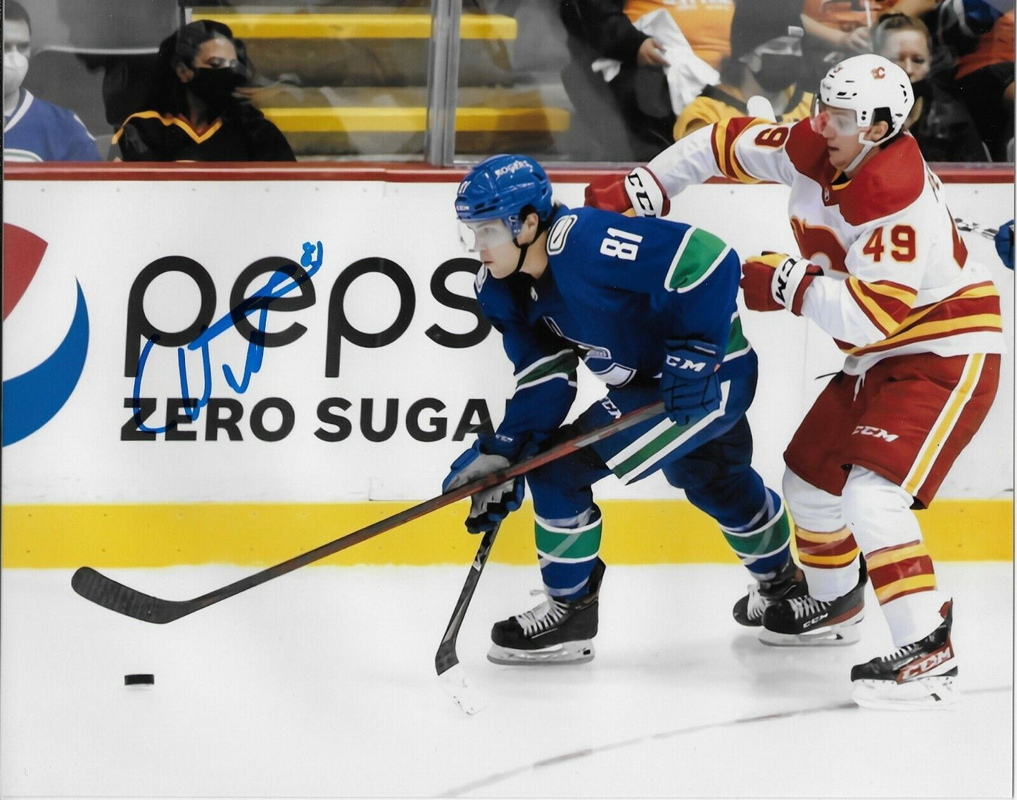Photo autographiée de Chase Wouters des Canucks de Vancouver 8x10