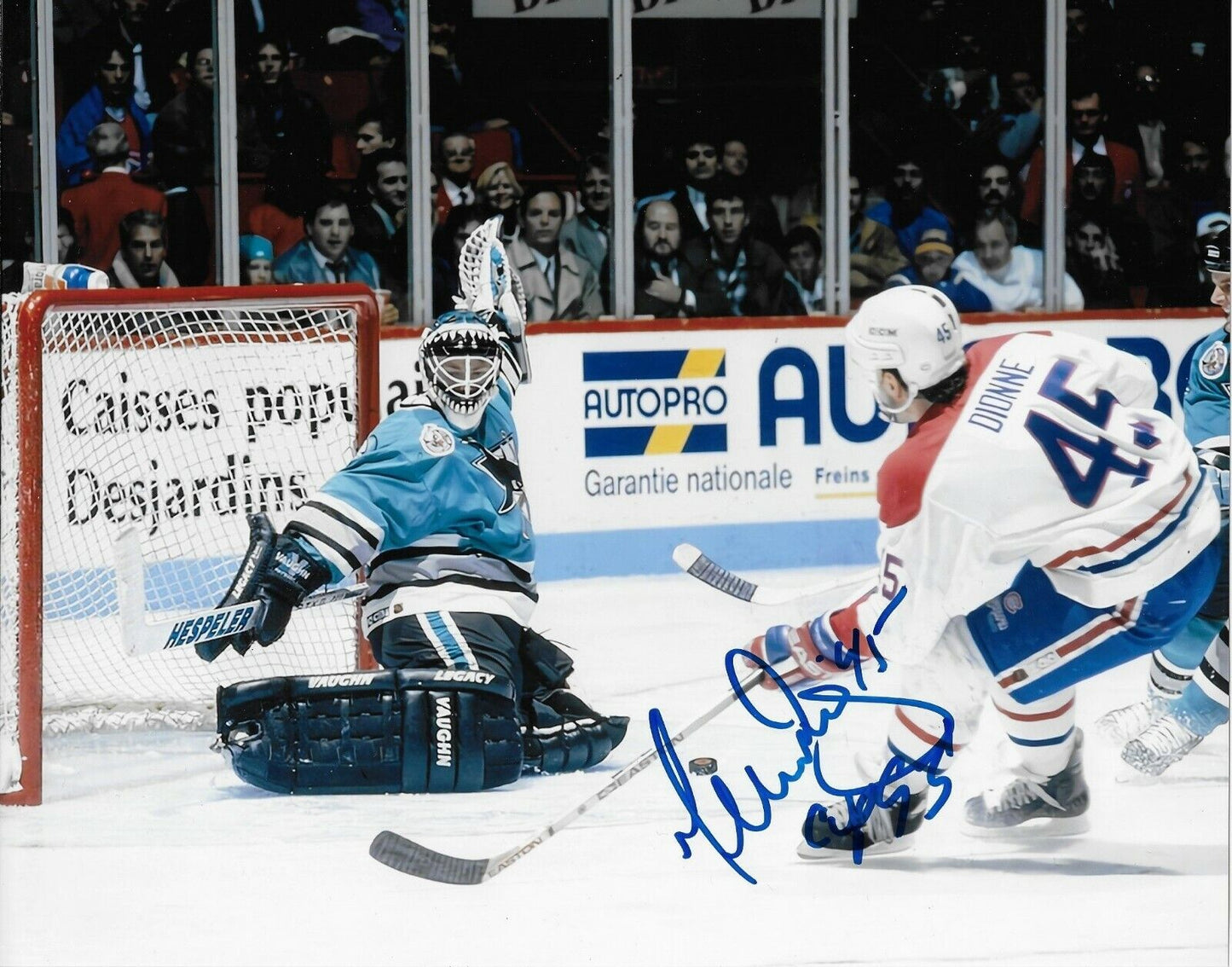 Autographed Montreal Canadiens Gilbert Dionne 8x10 Photo #3 w Inscription 93 Cup