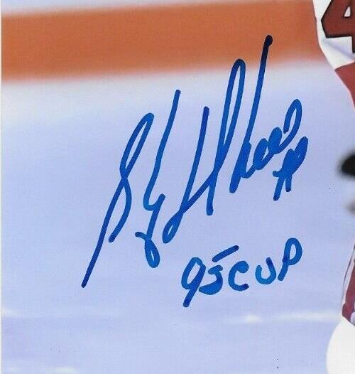 Auto. New Jersey Devils Stephane Richer 8x10 Photo #10 with Inscription 95 Cup