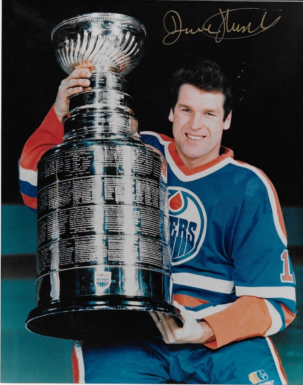 Autographed Edmonton Oilers Dave Hunter Stanley Cup 8x10 Photo Original