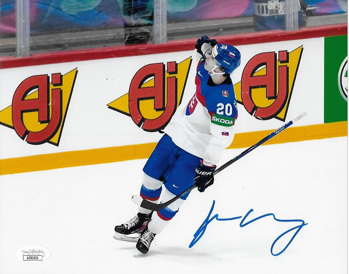 Auto Team Slovakia Juraj Slafkovsky 2022 NHL Draft 8x10 Ph. w JSA Authentication