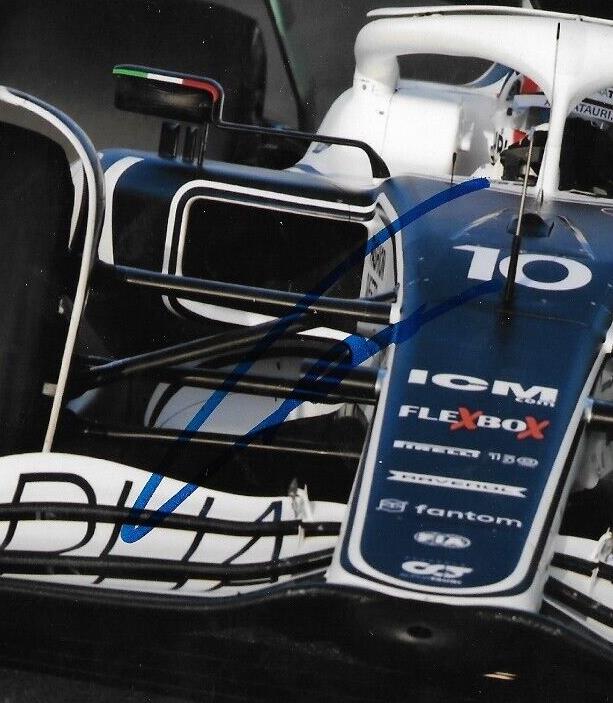 Photo 8x10 autographiée de Formule 1 Alpha Tauri Pierre Gasly #7 2022 Original